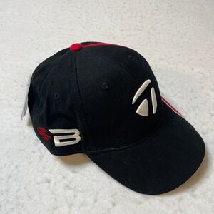 TaylorMade Burner Nighthawk Black Golf Cap Hat One Size Fits‎ All Cotton Trilogy